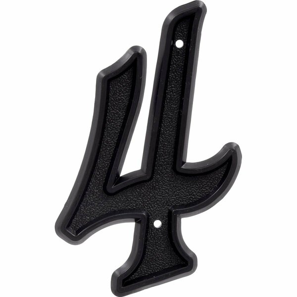Ornatus Outdoors 6 in. Matte Black Plastic House Number - 4 OR2975879
